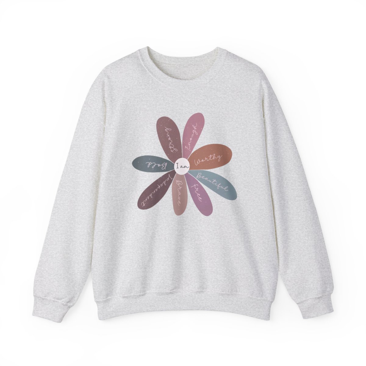 "I Am" Empowerment Flower Heavy Blend™ Crewneck Sweatshirt